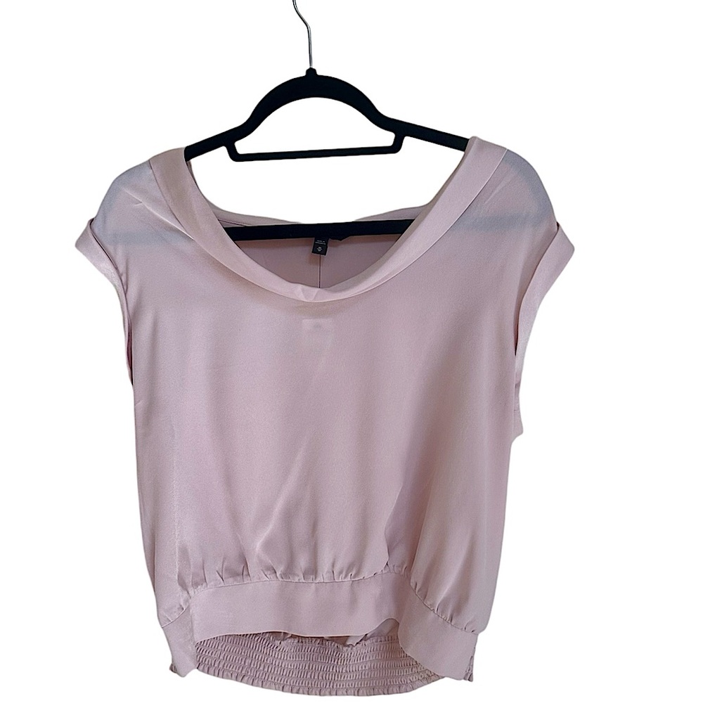NWT!! Express • Pastel Pink Scoop Neck Blouson Top with Elastic Hem in Medium - Picture 1 of 3